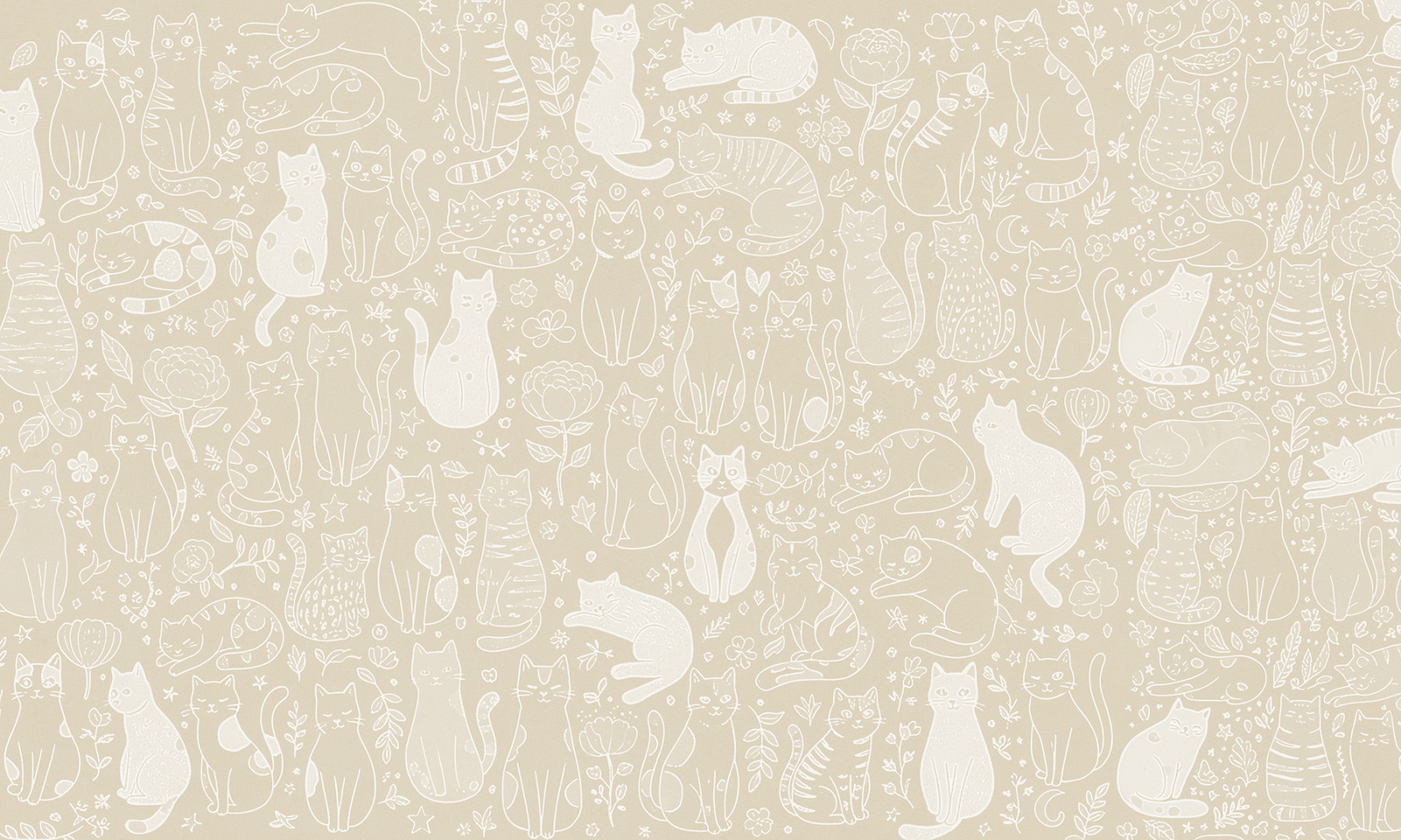 Papier peint Chats Heureux Mélange Chaud