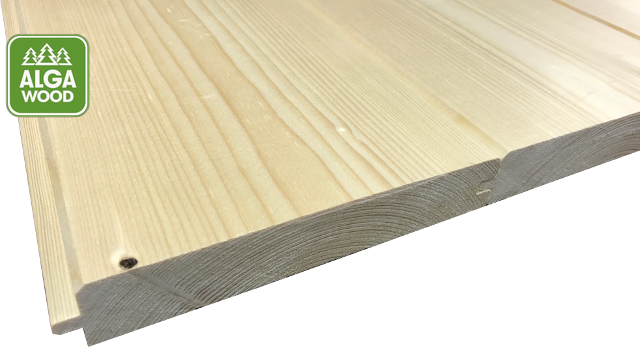 Poutre en rondins de pin/épicéa 40×170, plafond-plancher, façade PHASE C+C classe AB – AlgaWood