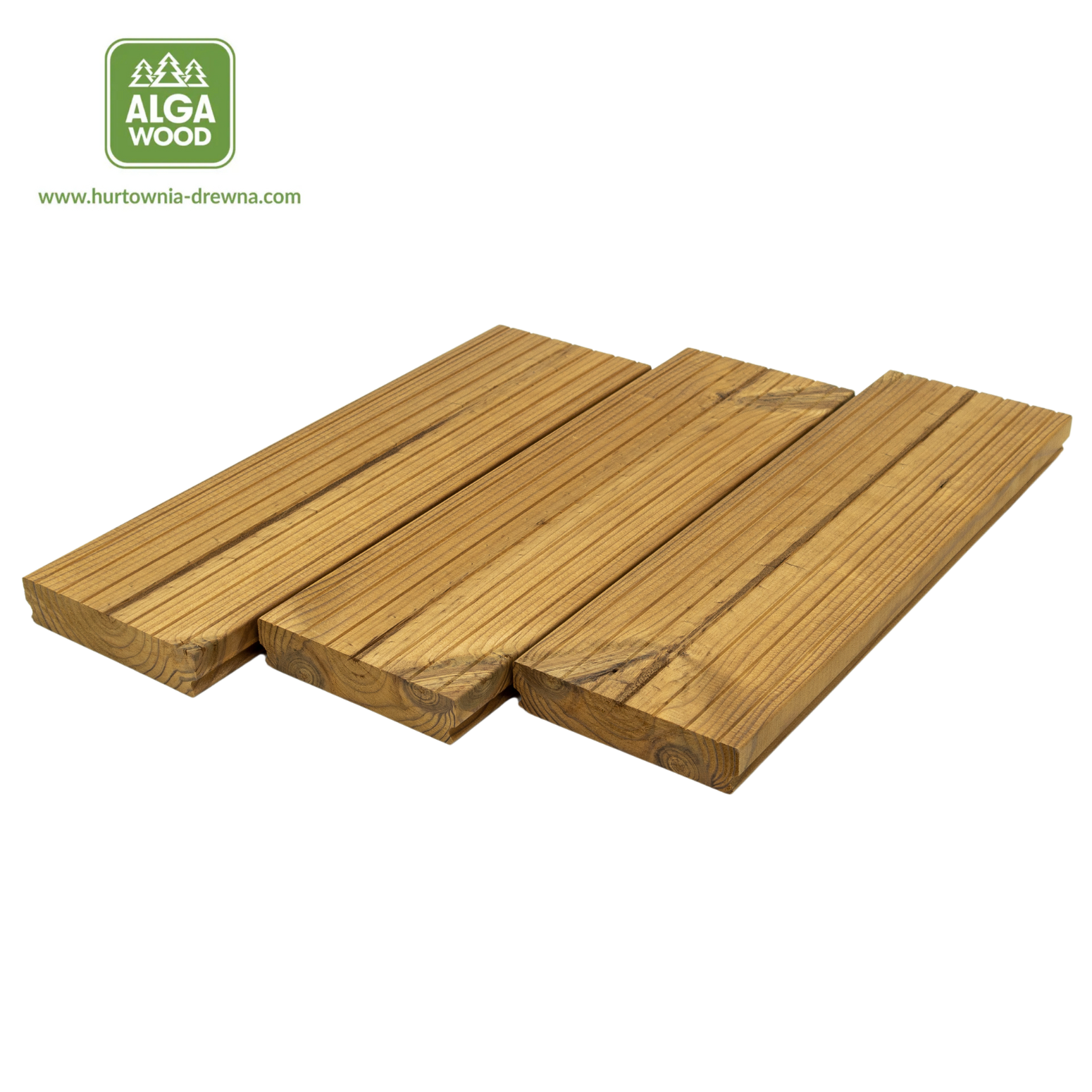 Lame de terrasse rainurée Thermo Sosna 26×140 BROfix classe AB – pose cachée – AlgaWood