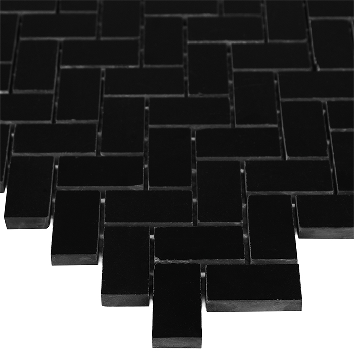 Pure Black Herringbone 48