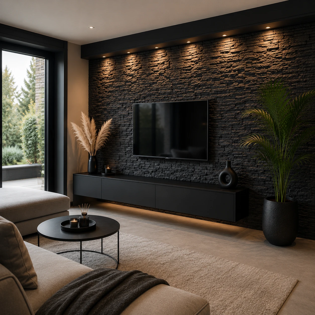 Panneau mural en polyuréthane BASALT NIGHT 122x33cm – Easy Stones