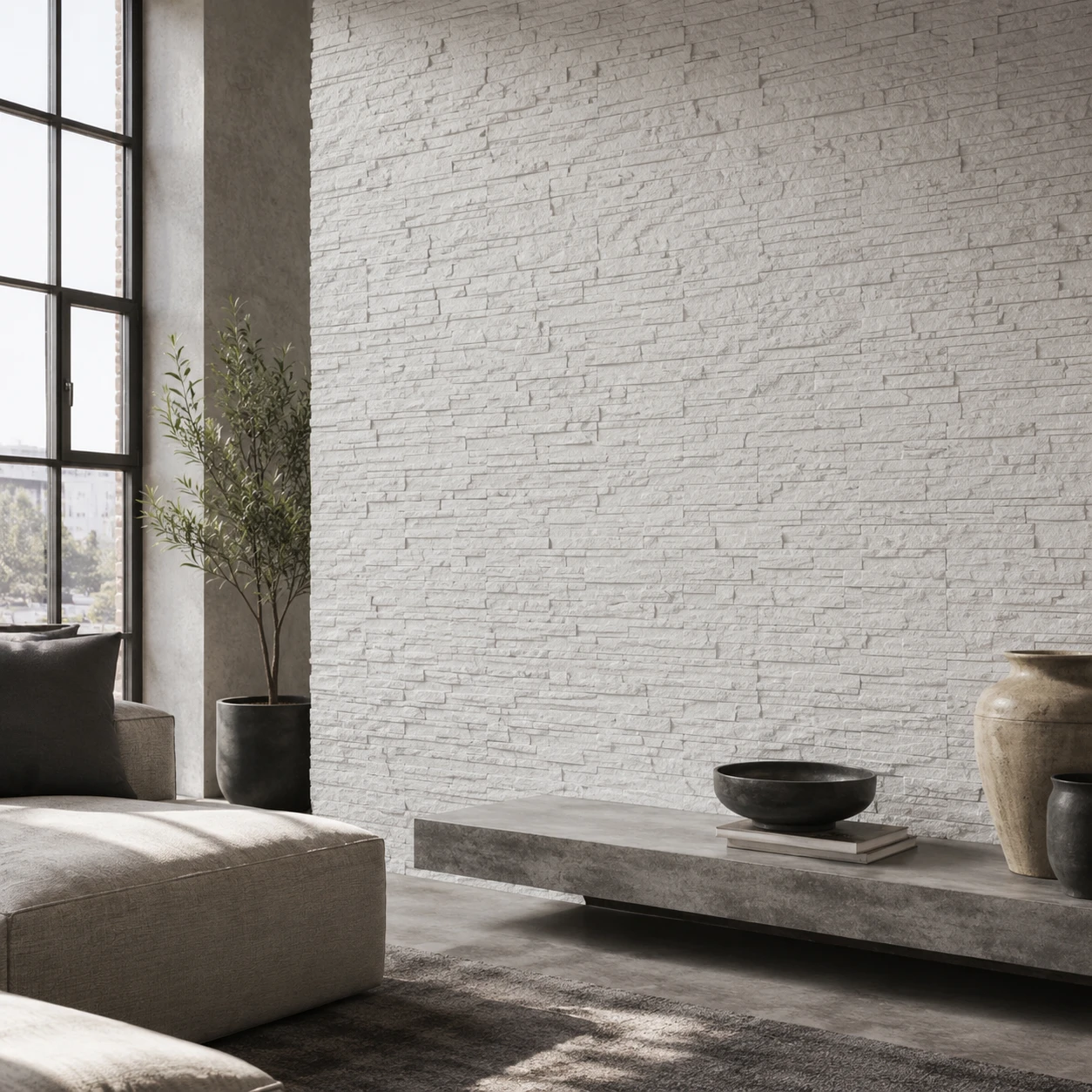 Panneau mural en polyuréthane LOFT BLANC 122x 33cm – Easy Stones