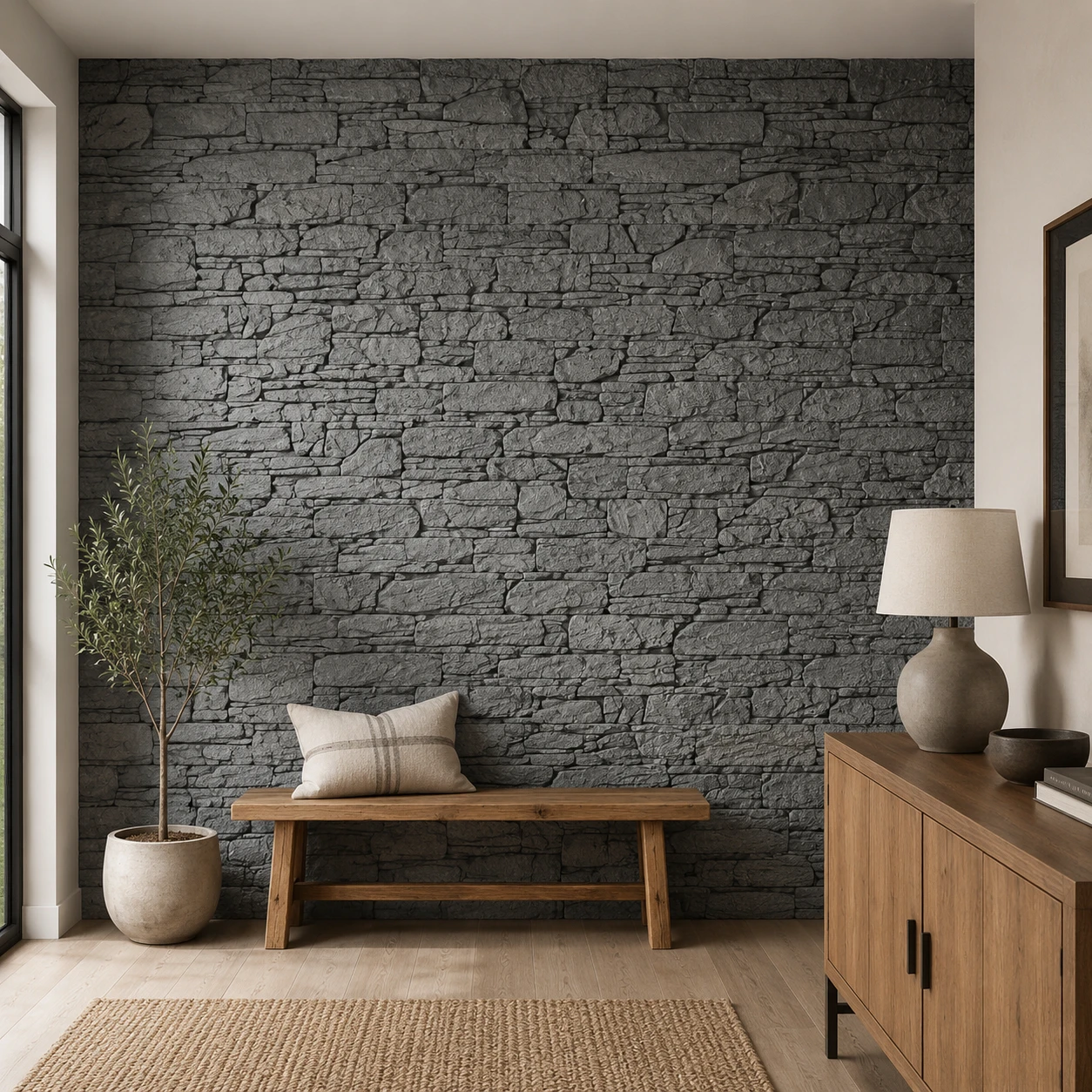 Panneau mural en polyuréthane GRIS CANYON 150x75cm – Easy Stones