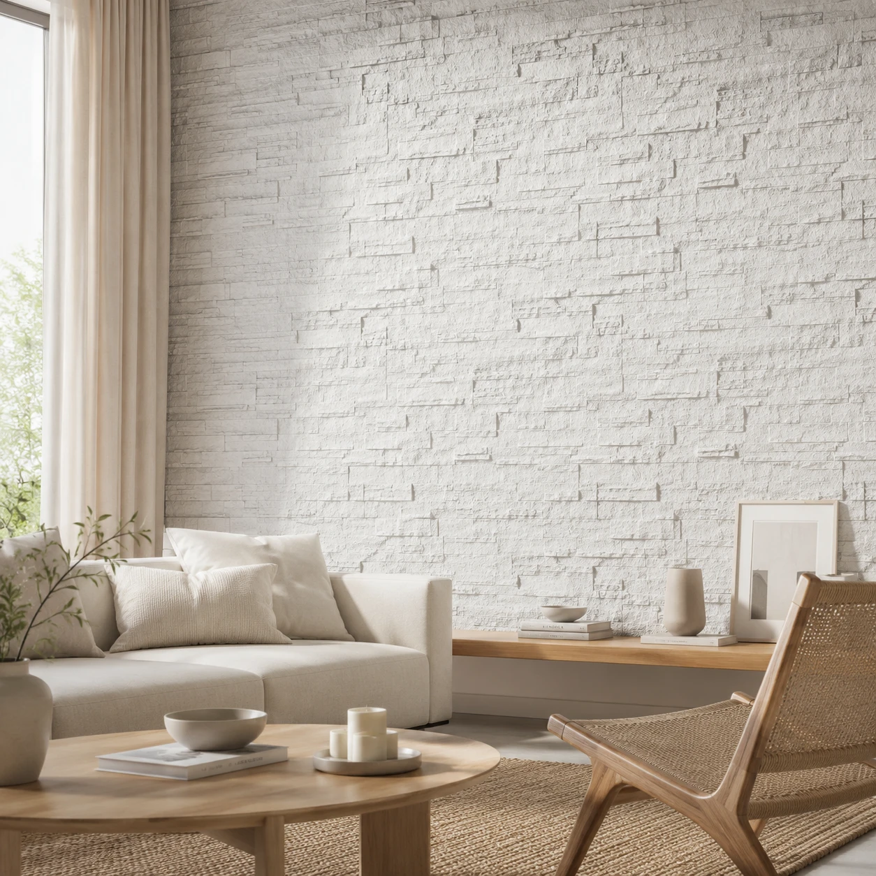 Panneau mural en polyuréthane blanc métropolitain 122 x 33 cm – Easy Stones