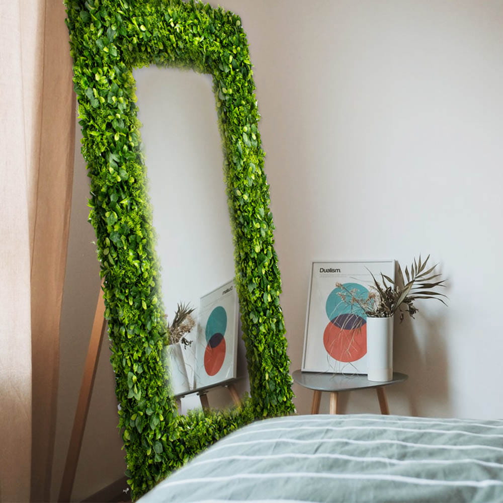 Grand miroir mural dans un cadre végétal, 160x80cm – Green Designers