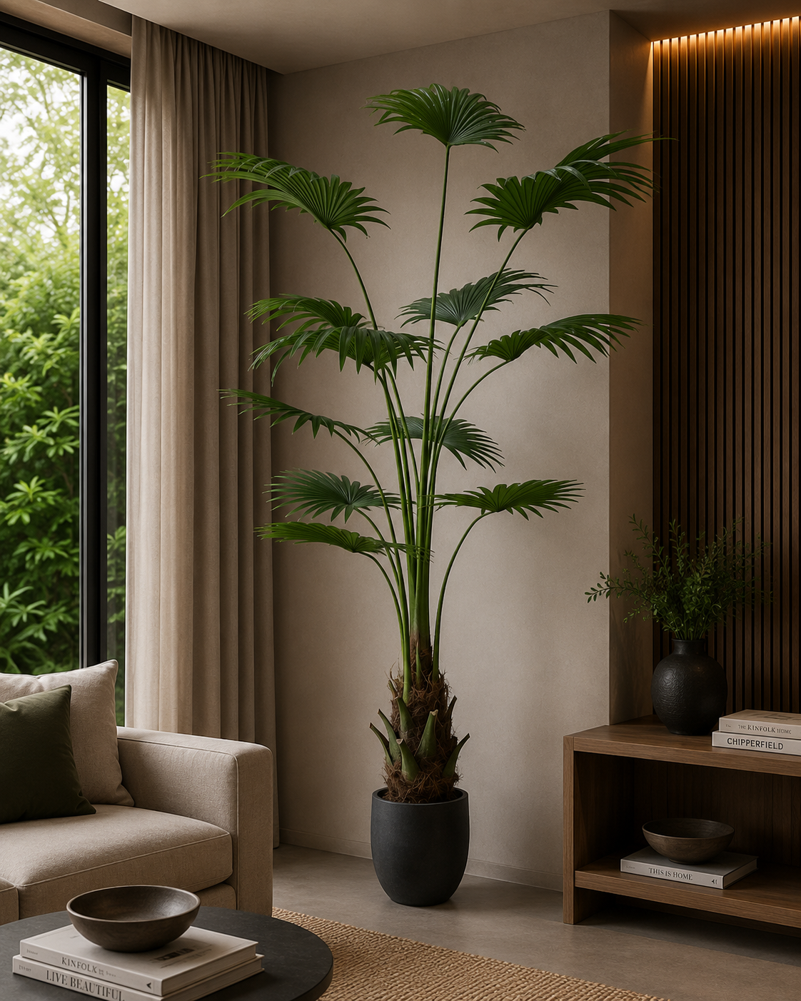 Palmier artificiel en pot Washingtonia Robusta, 200 cm – Green Designers