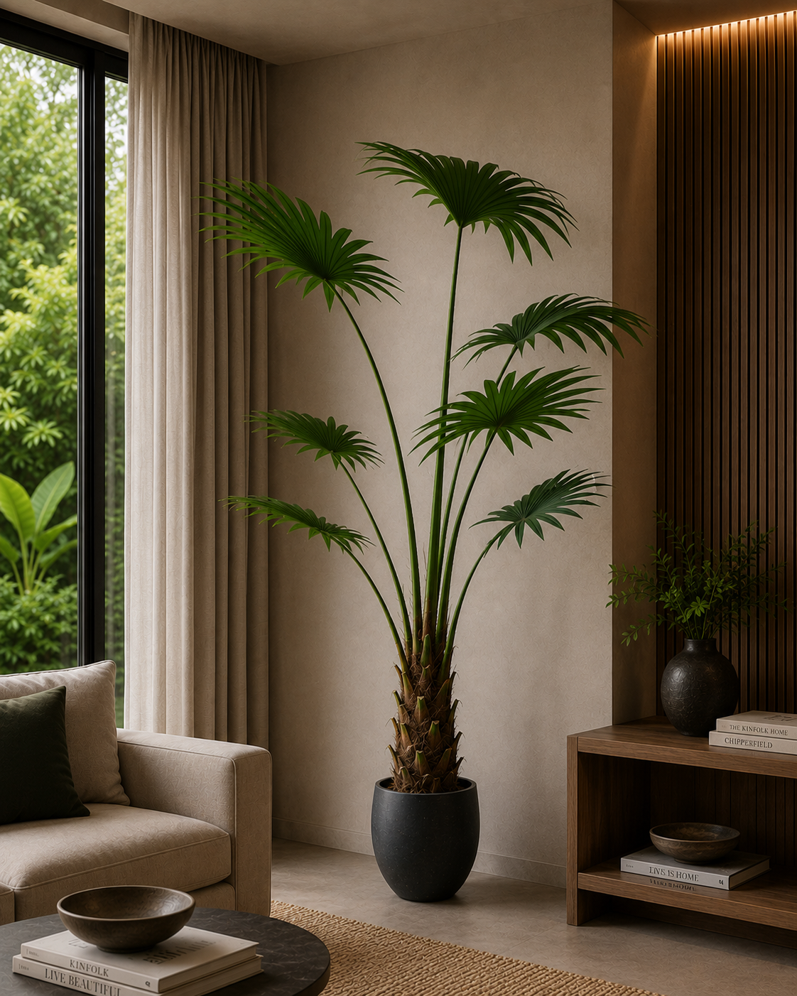 Palmier artificiel en pot Washingtonia Robusta, 180 cm – Green Designers