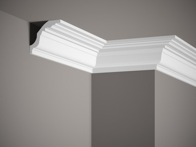 Corniche de plafond blanc mate en Profoam  MDB102-  L:  200,00 (cm) x H: 8,00 (cm)  x P :  8,00 (cm)