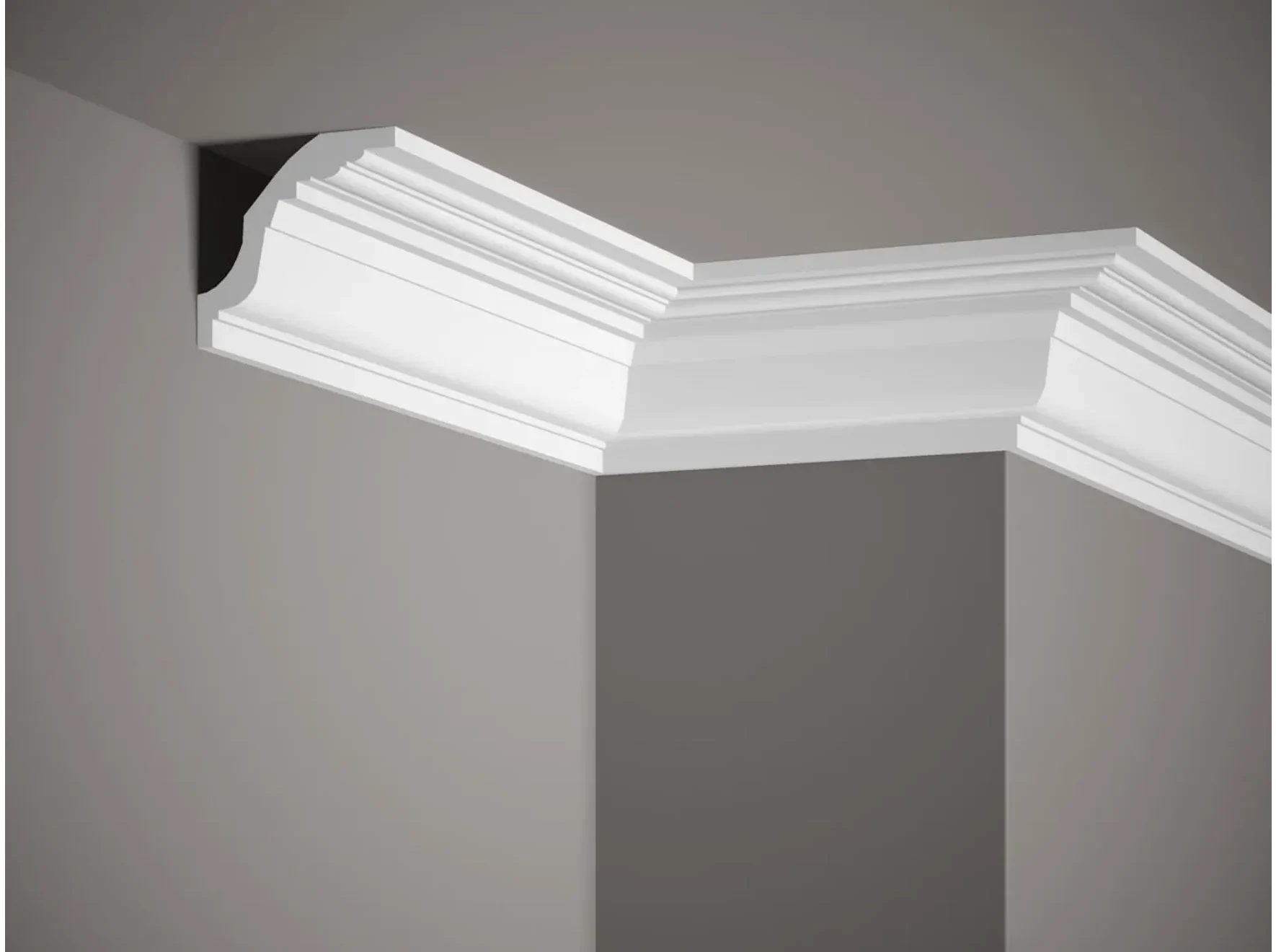 Corniche de plafond blanc mate en Profoam  MDB102-  L:  200,00 (cm) x H: 8,00 (cm)  x P :  8,00 (cm)