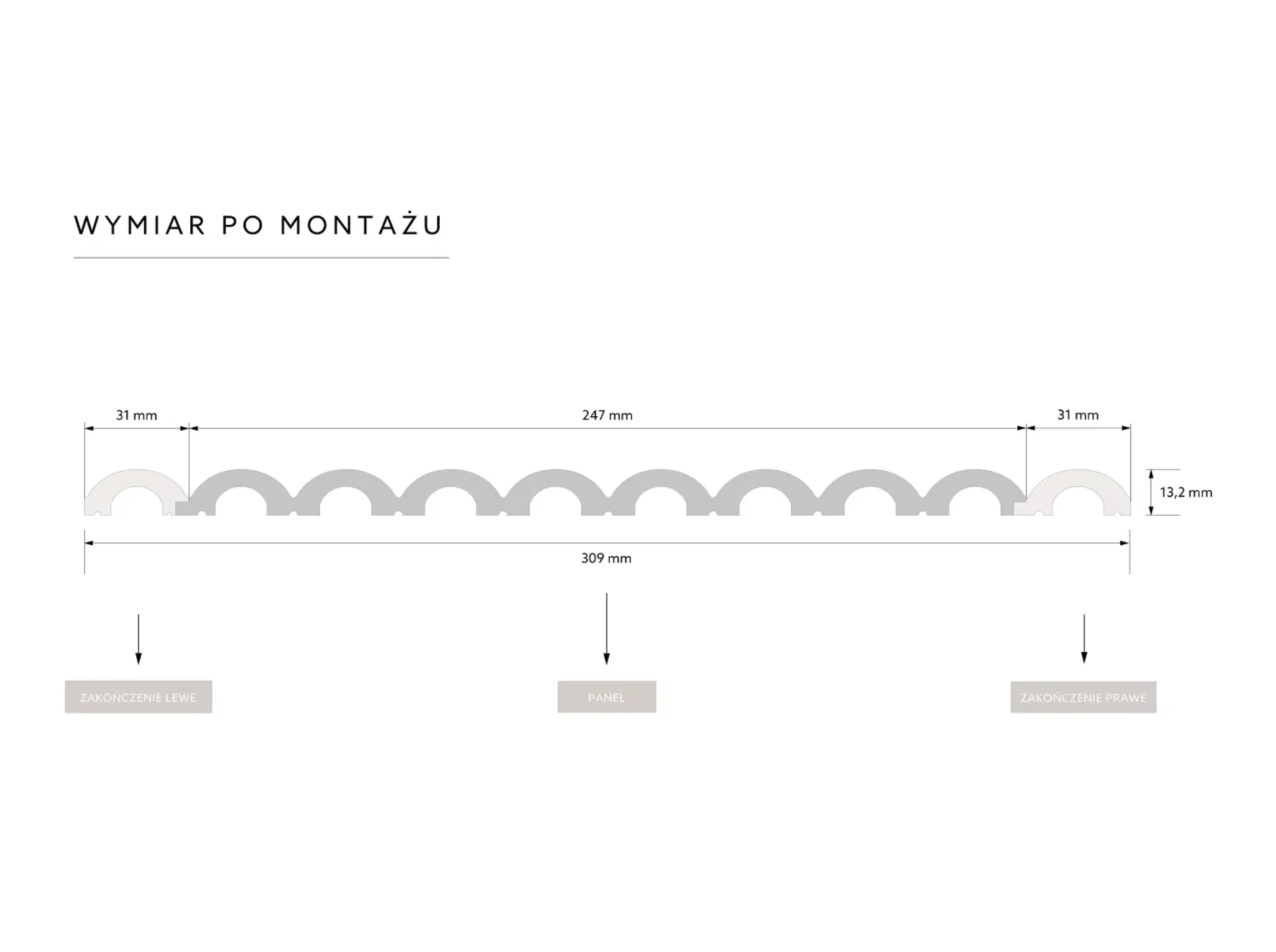 Extrémité gauche du panneau mural WP001LTP Duna