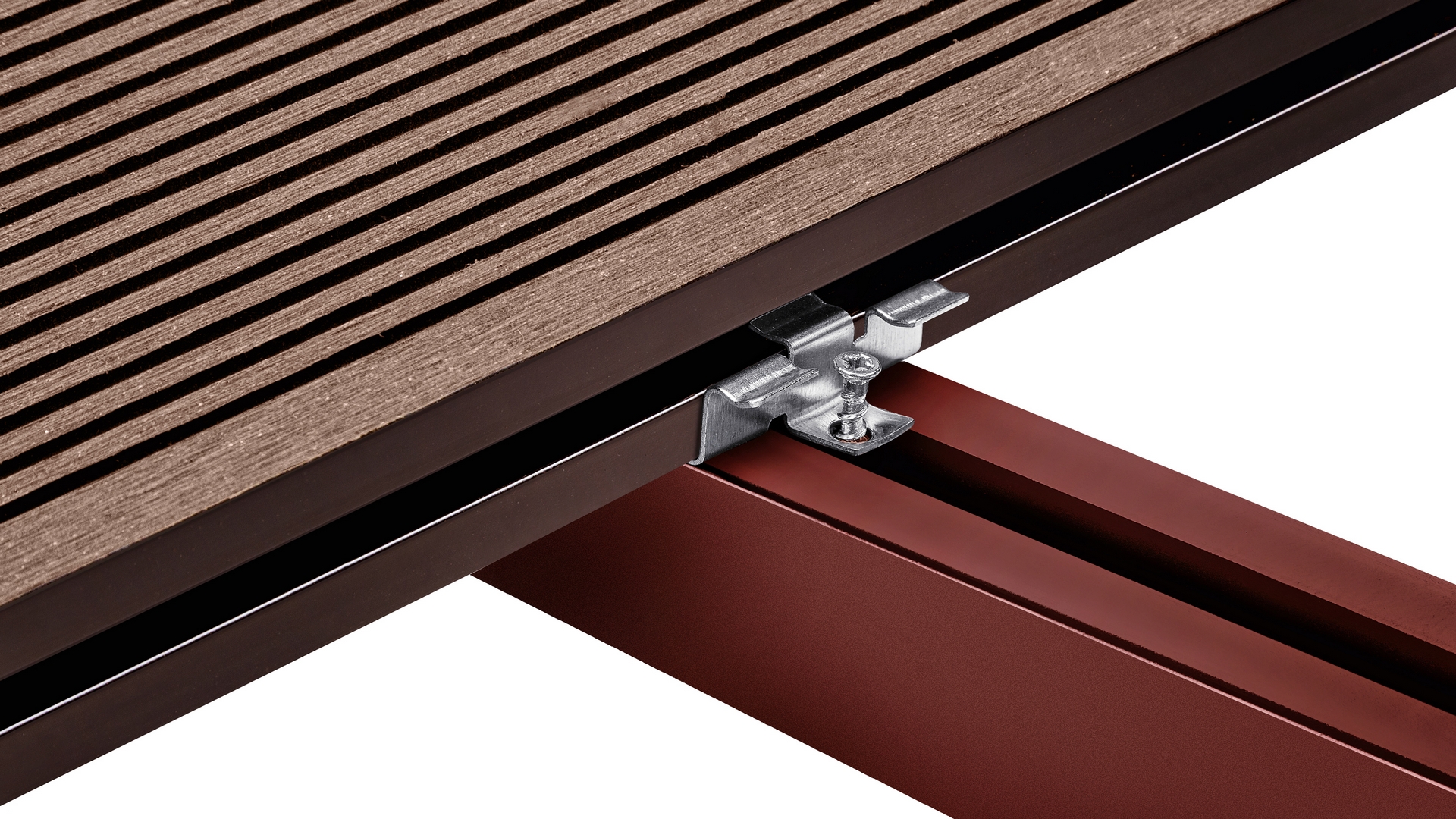 Clip de fixation composite + vis pour lames de terrasse WPC 4DECK – AlgaWood