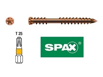 5,0×60 Vis inox pour bois acier A2 "vieil or" SPAX
