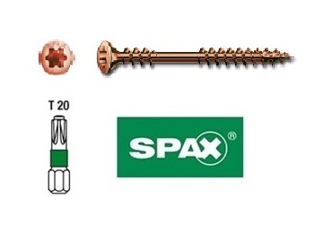 Vis inox 4,5×60 pour bois acier A2 "vieil or" SPAX – (façade)