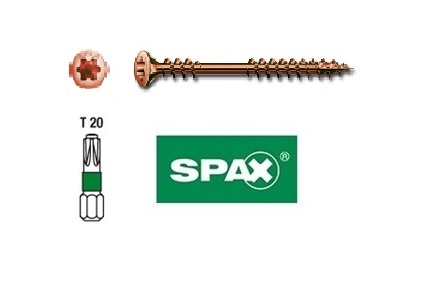 Vis inox 4,5×60 pour bois acier A2 "vieil or" SPAX – (façade) – AlgaWood