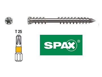 Vis à bois en acier inoxydable 5,0×80 Acier A2, argent SPAX