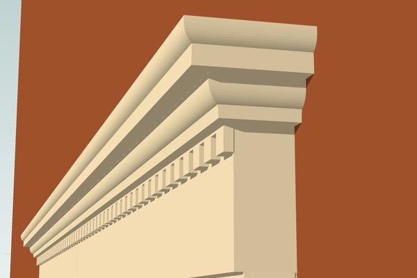 Corniche de fenêtre GO4 - Ornementale avec Reliefs Dentelés Personnalisée - Coupes et finition d’usine – gratuites.