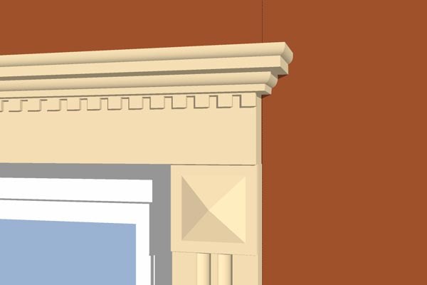 Corniche de fenêtre GO4 - Ornementale avec Reliefs Dentelés Personnalisée - Coupes et finition d’usine – gratuites.