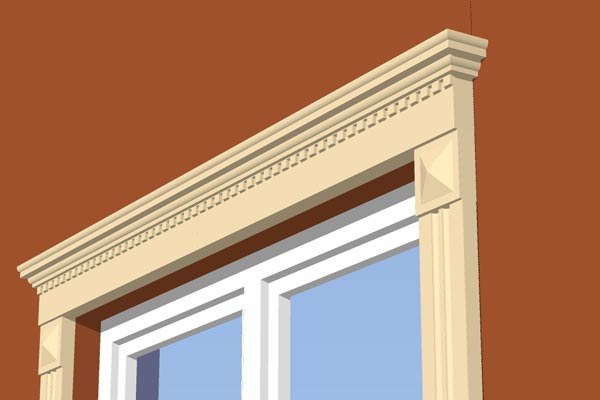 Corniche de fenêtre GO4 - Ornementale avec Reliefs Dentelés Personnalisée - Coupes et finition d’usine – gratuites.