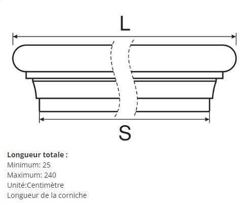 Corniche de fenêtre GO12 - Légèrement arrondie Personnalisée - Coupes et finition d’usine – gratuites.