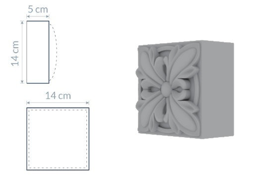 Support décoratif W6 : motif d'une fleur stylisée