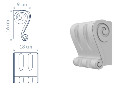 Support décoratif W9 : ornée de motifs en spirale